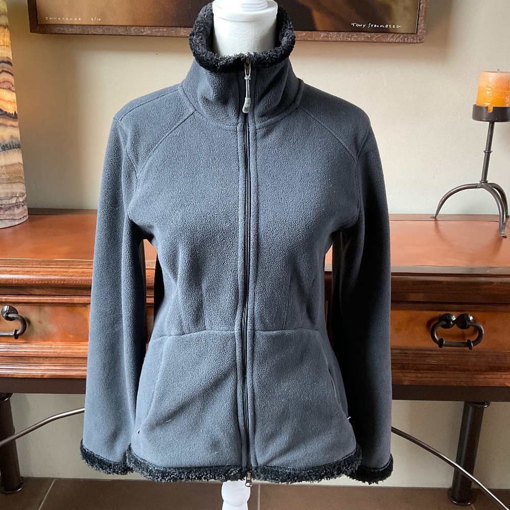 Athleta Fuzzy Zip-Up Fleece Jacket. Dark gray. Size S